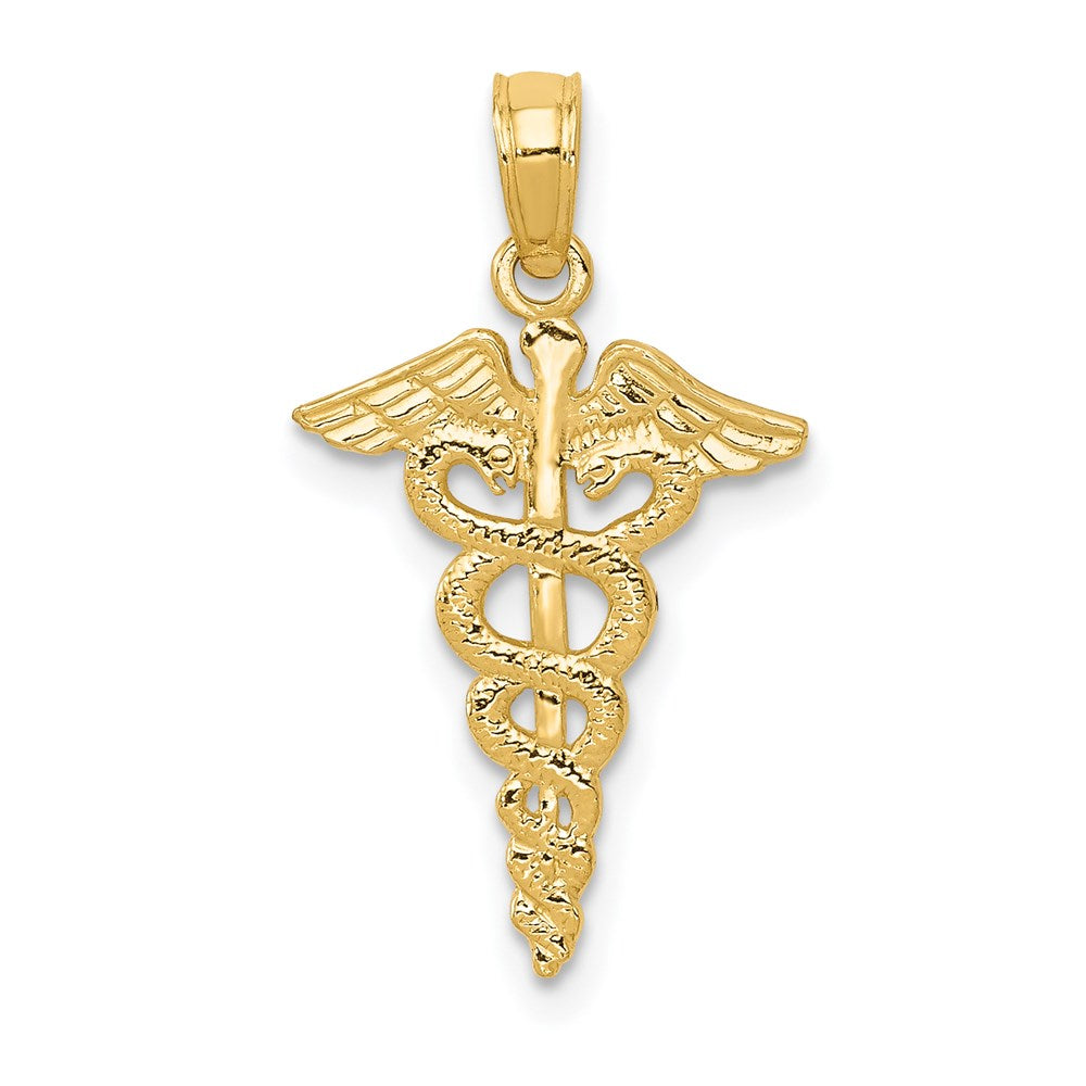 14k Yellow Gold 12.5 mm Caduceus Pendant (0.65 grams)