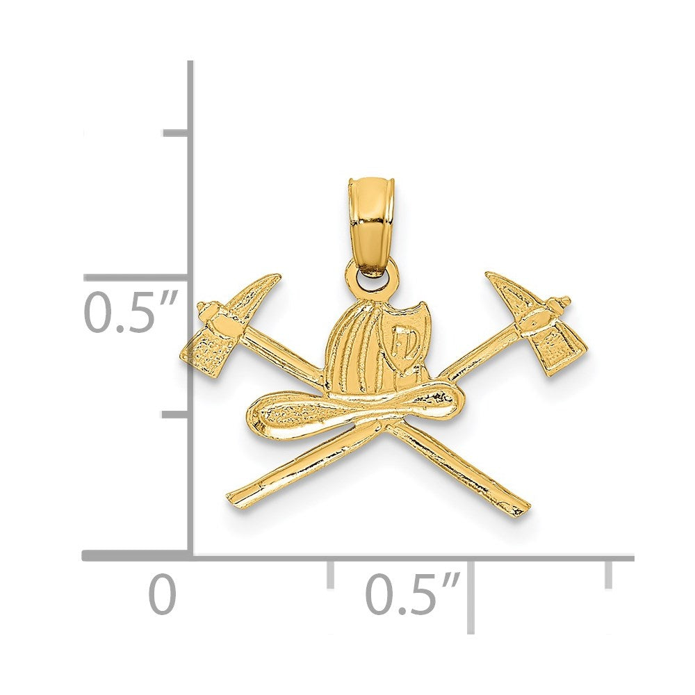 14k Yellow Gold 19.25 mm Fire Department Insignia Charm (0.74 grams)