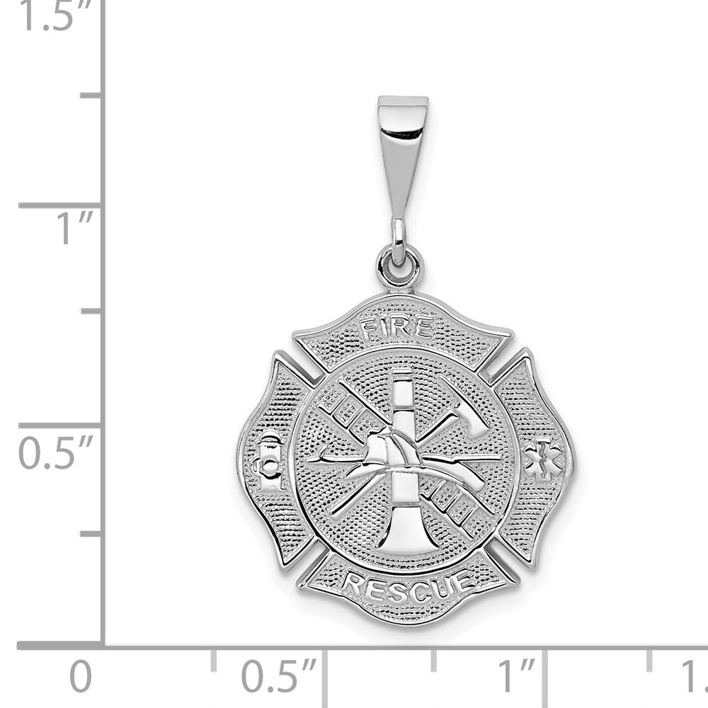 14k White Gold 20 mm FIRE RESCUE Pendant (2.82 grams)