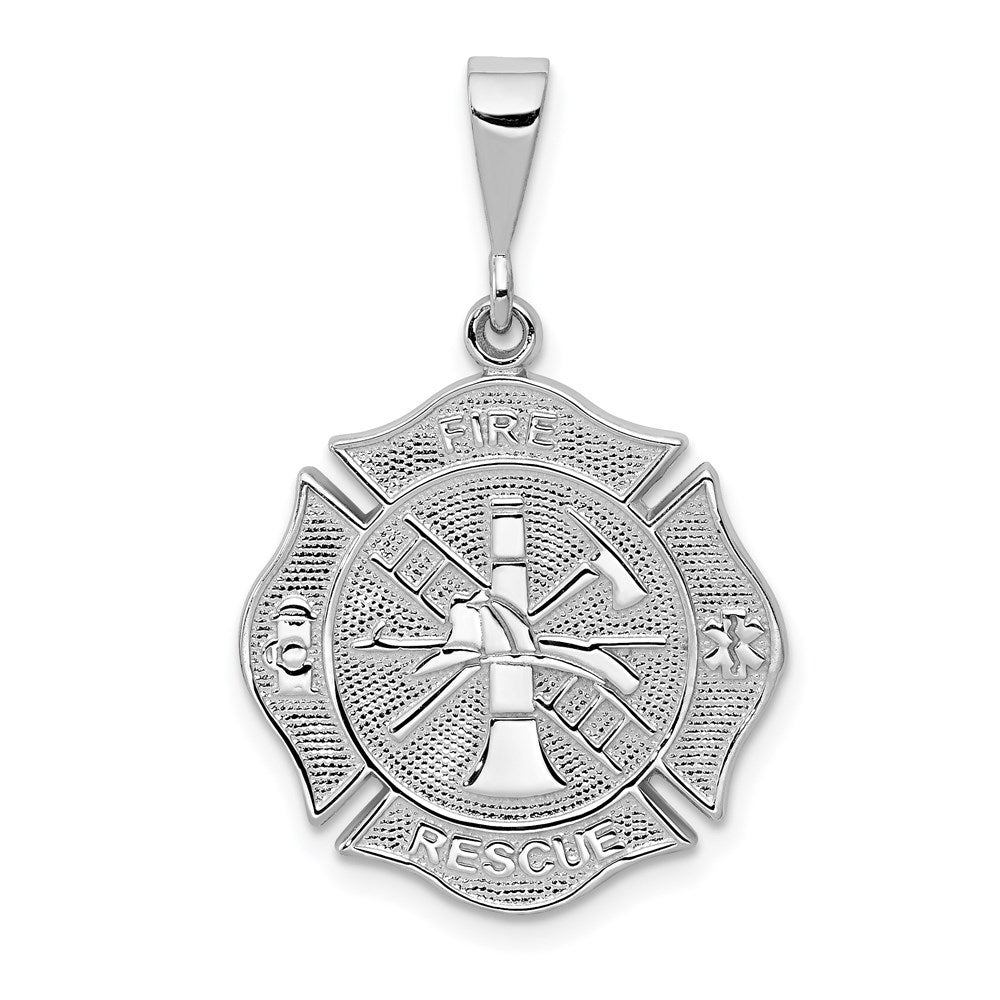 14k White Gold 20 mm FIRE RESCUE Pendant (2.82 grams)