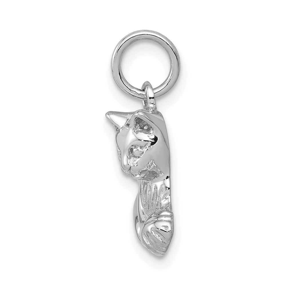 14k White Gold 18 mm Polished Open-Backed Cat Charm (1.94 grams)