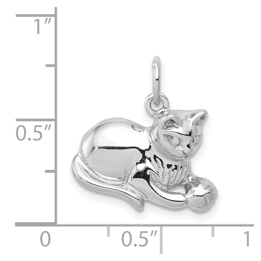 14k White Gold 18 mm Polished Open-Backed Cat Charm (1.94 grams)