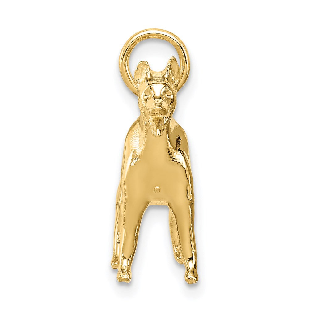 14k Yellow Gold 25 mm Solid Polished 3-D German Shepherd Charm (5.43 grams)