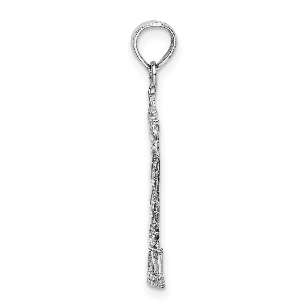 14k White Gold 10.5 mm 2-D Cape Hatteras Lighthouse Charm (0.95 grams)