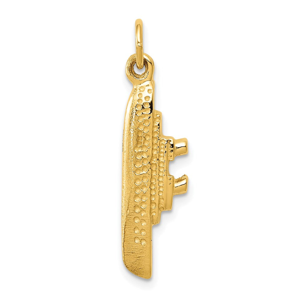 14k Yellow Gold 27.75 mm Solid Polished 3-D Cruise Ship Charm (2.61 grams)