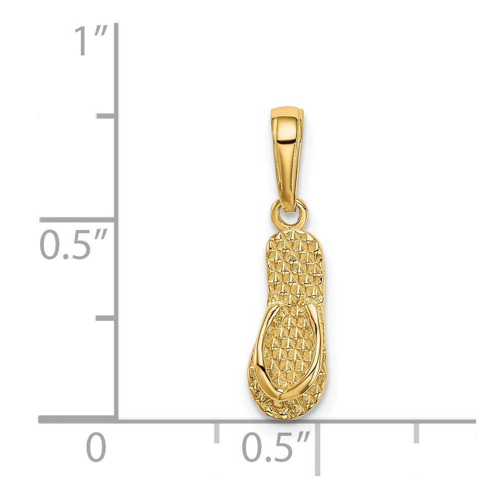 14k Yellow Gold 5 mm 3D HAWAII Flip-Flop Pendant (0.68 grams)