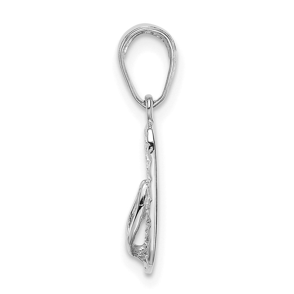 14k White Gold 5 mm 3D HAWAII Flip-Flop Pendant (0.7 grams)