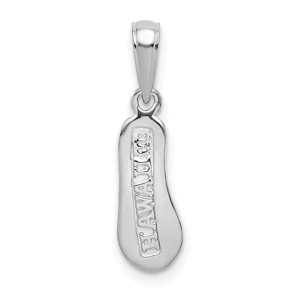 14k White Gold 5 mm 3D HAWAII Flip-Flop Pendant (0.7 grams)
