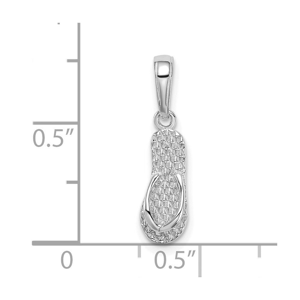 14k White Gold 5 mm 3D HAWAII Flip-Flop Pendant (0.7 grams)