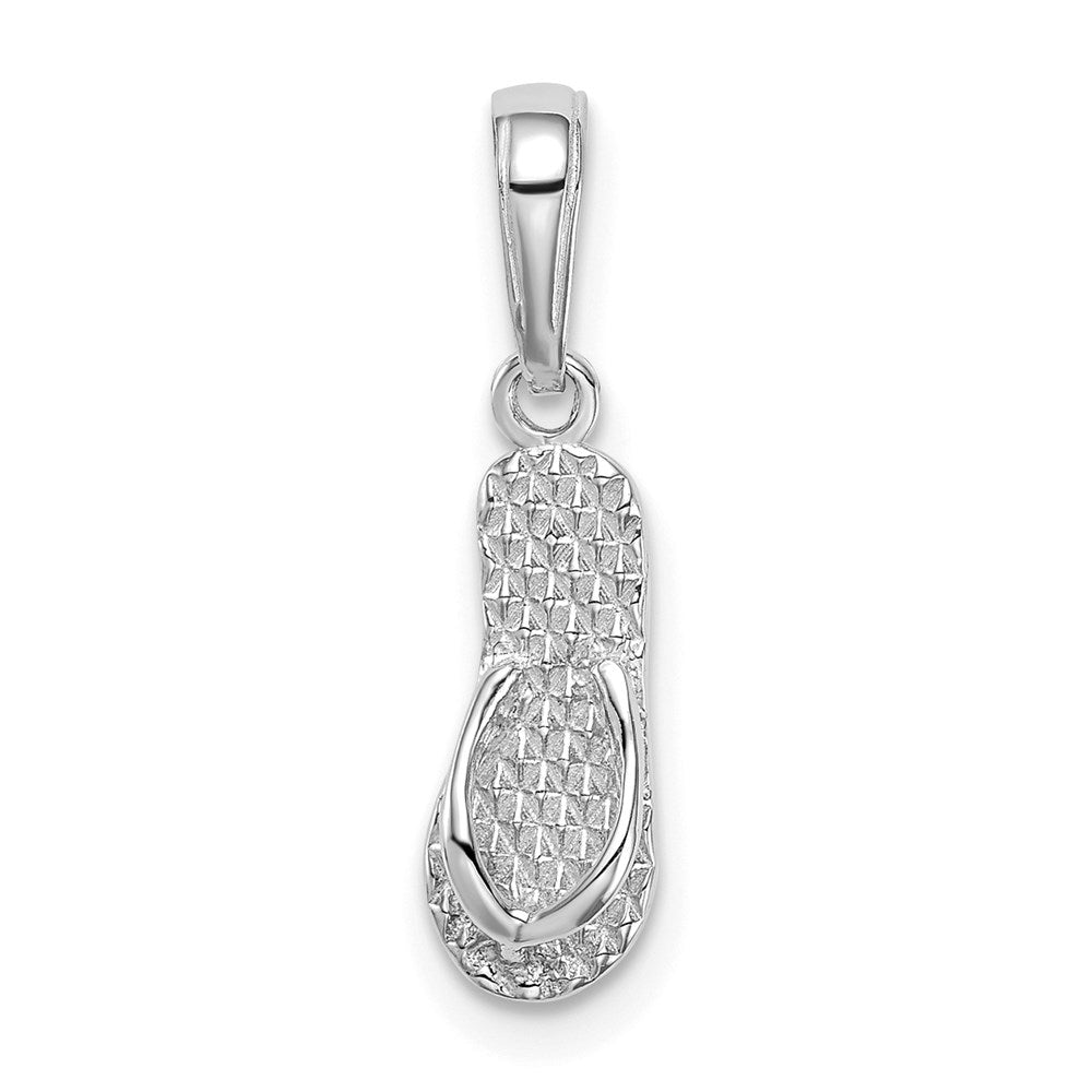 14k White Gold 5 mm 3D HAWAII Flip-Flop Pendant (0.7 grams)