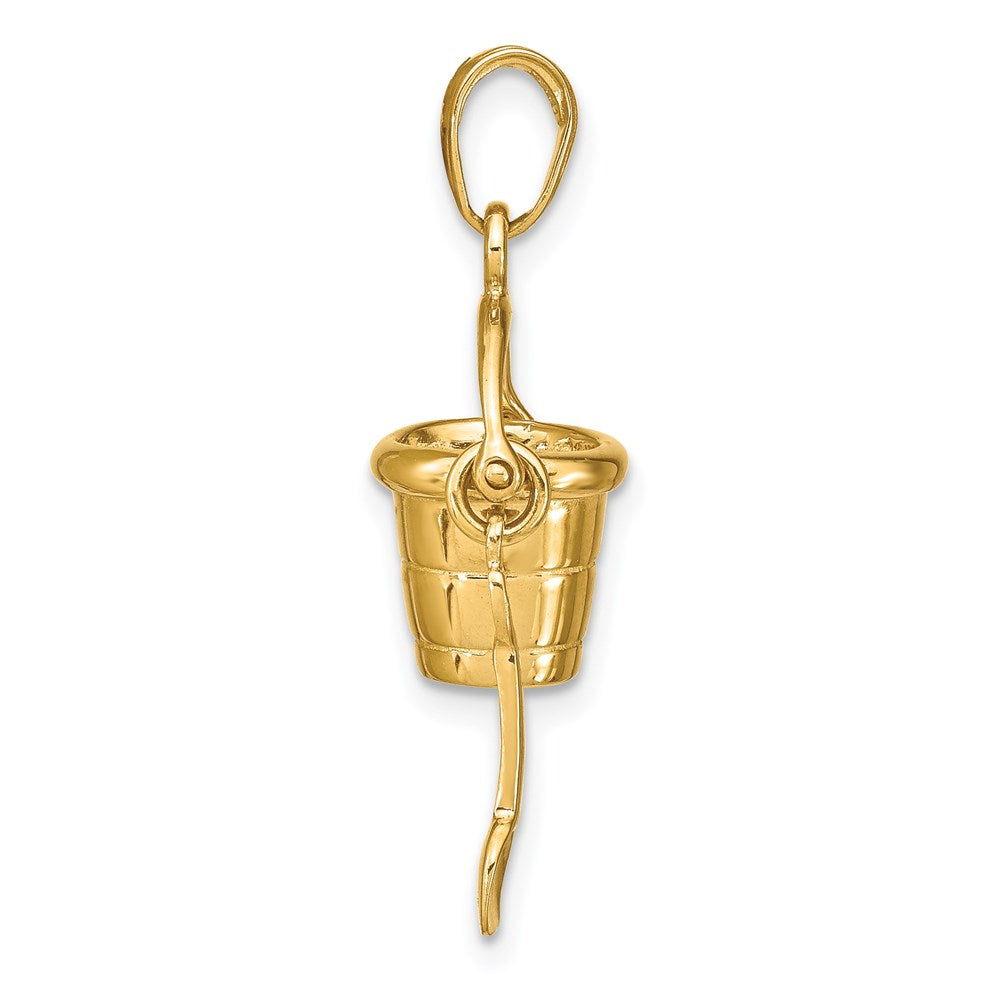 14k Yellow Gold 21 mm Polished 3-D Moveable Pail and Shovel Pendant (2.53 grams)