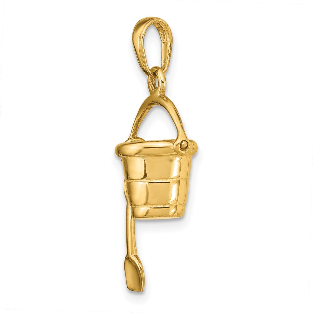 14k Yellow Gold 21 mm Polished 3-D Moveable Pail and Shovel Pendant (2.53 grams)