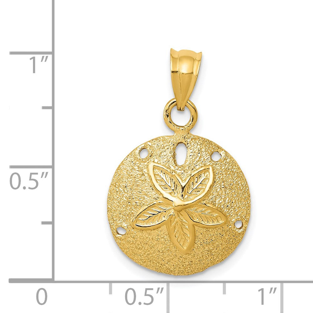 14k Yellow Gold 16 mm Solid Polished Laser-Cut Sand Dollar Pendant (1.63 grams)