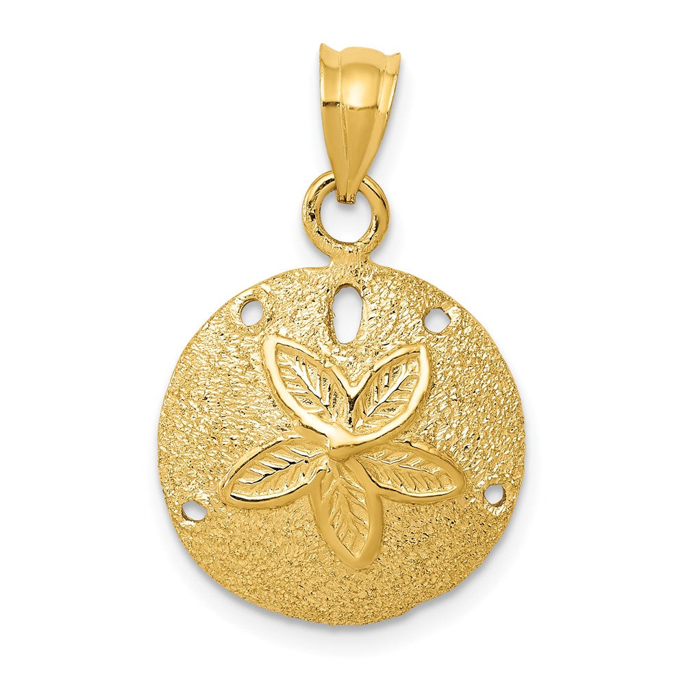 14k Yellow Gold 16 mm Solid Polished Laser-Cut Sand Dollar Pendant (1.63 grams)