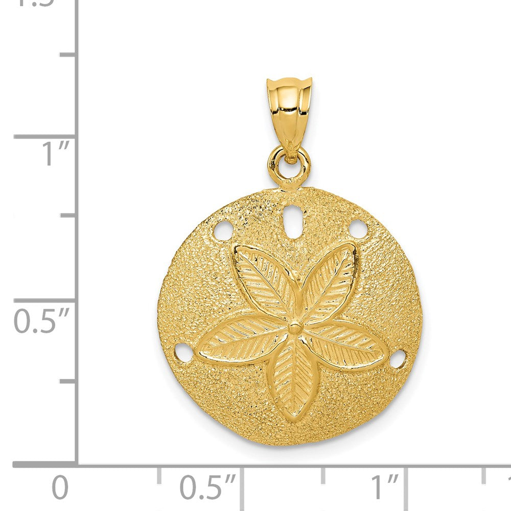 14k Yellow Gold 21 mm Solid Polished Laser-Cut Sand Dollar Pendant (3.15 grams)