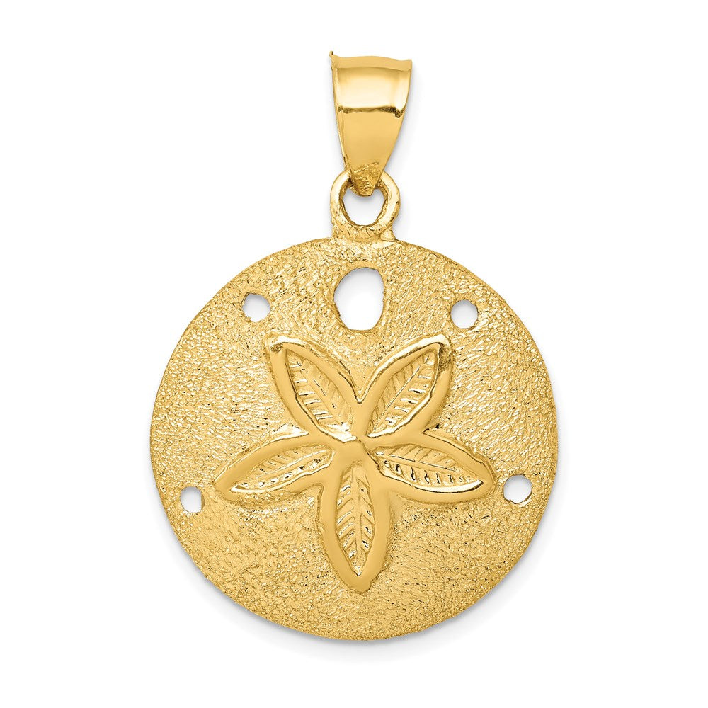 14k Yellow Gold 24 mm Solid Polished Laser-Cut Sand Dollar Pendant (3.83 grams)