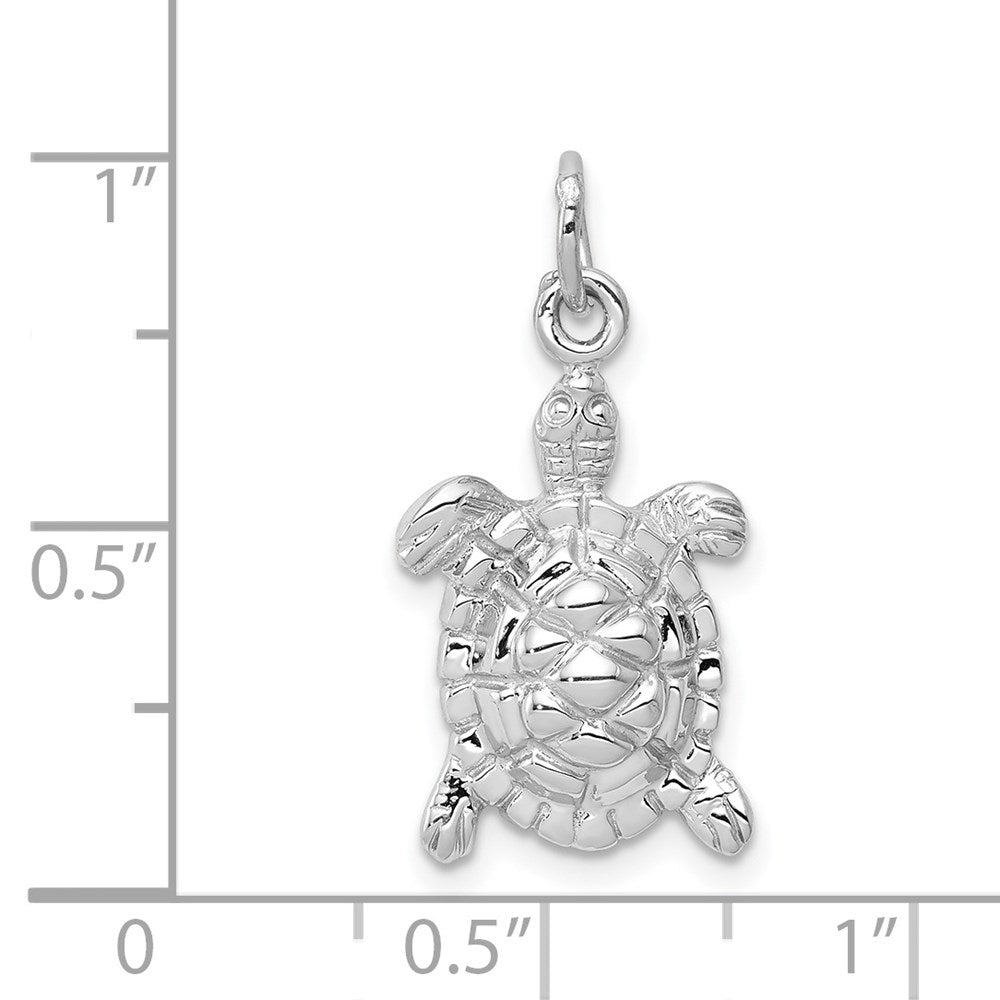 14k White Gold 11.5 mm Solid Polished Open-Backed Turtle Charm (1.62 grams)