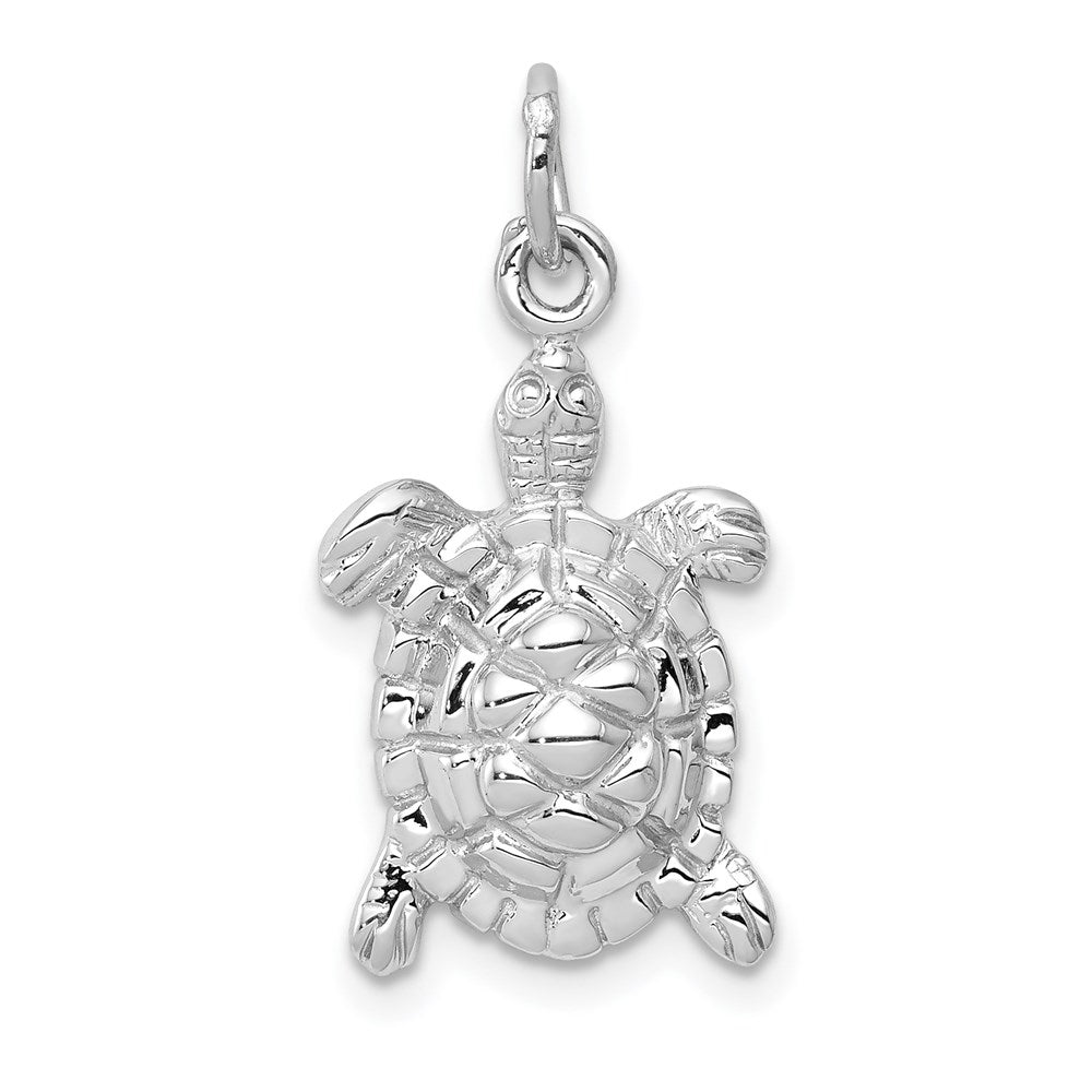 14k White Gold 11.5 mm Solid Polished Open-Backed Turtle Charm (1.62 grams)