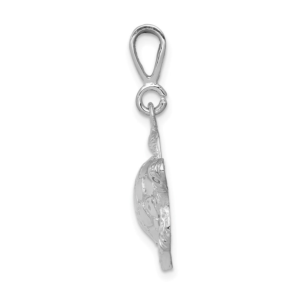 14k White Gold 21.5 mm Solid Polished Open-Backed Sea Turtle Pendant (2.58 grams)