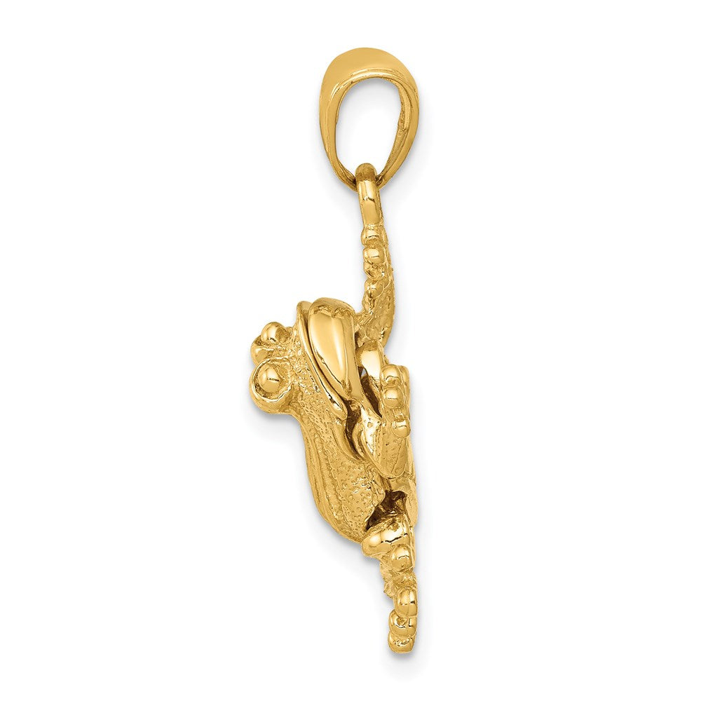 14k Yellow Gold 20 mm Solid Polished 3-D Moveable Frog Pendant (3.64 grams)