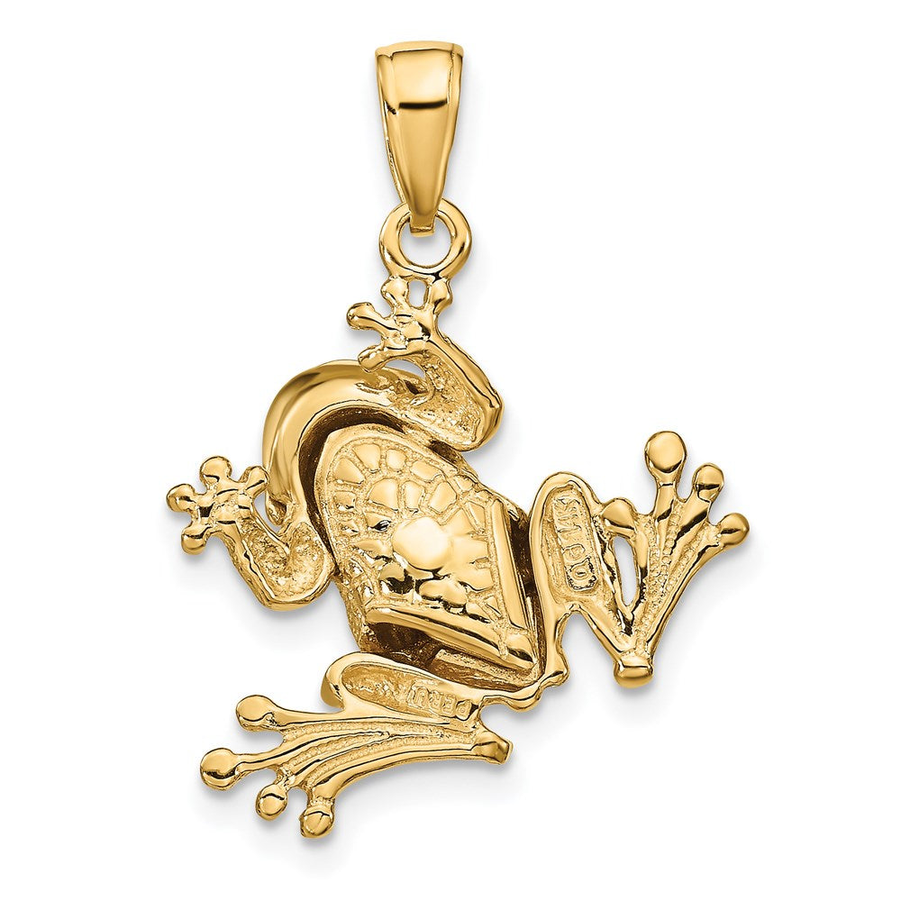 14k Yellow Gold 20 mm Solid Polished 3-D Moveable Frog Pendant (3.64 grams)