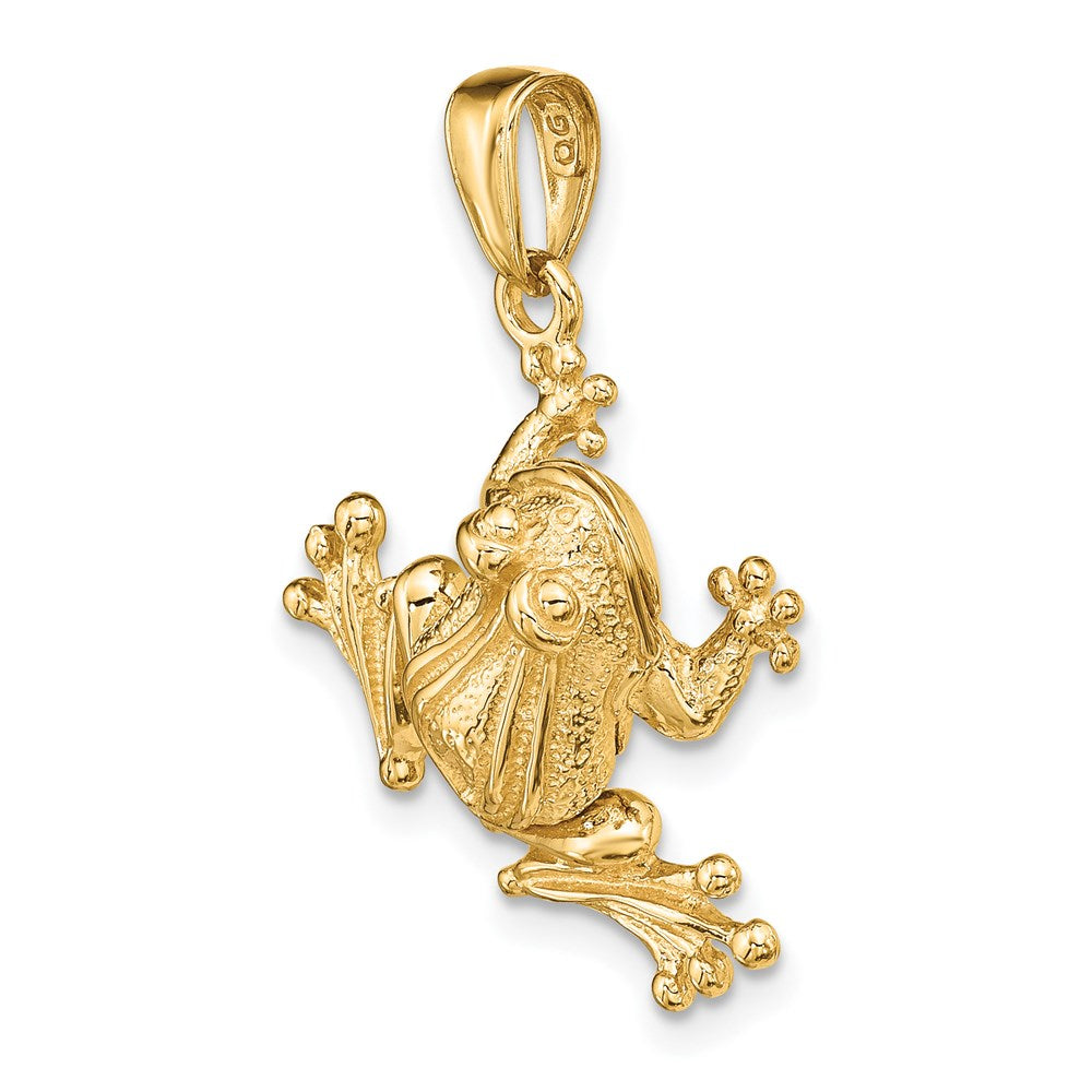 14k Yellow Gold 20 mm Solid Polished 3-D Moveable Frog Pendant (3.64 grams)