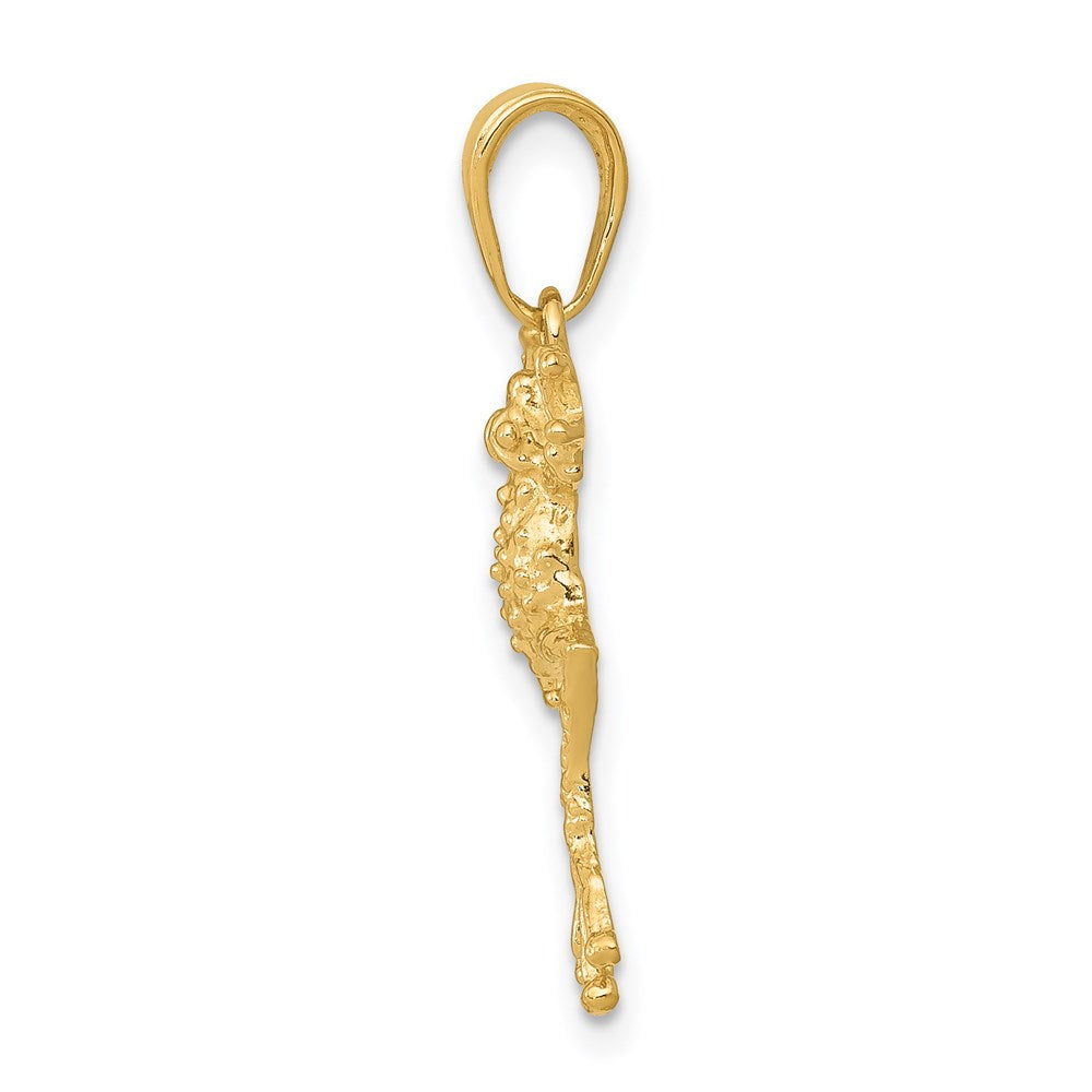 14k Yellow Gold 14 mm Solid Polished Open-Backed Frog Pendant (1.19 grams)