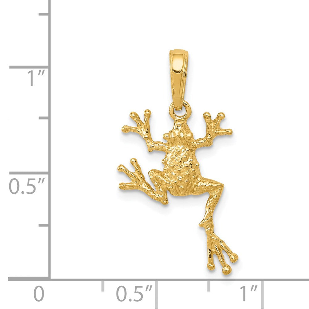 14k Yellow Gold 14 mm Solid Polished Open-Backed Frog Pendant (1.19 grams)