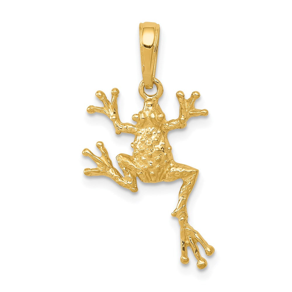 14k Yellow Gold 14 mm Solid Polished Open-Backed Frog Pendant (1.19 grams)