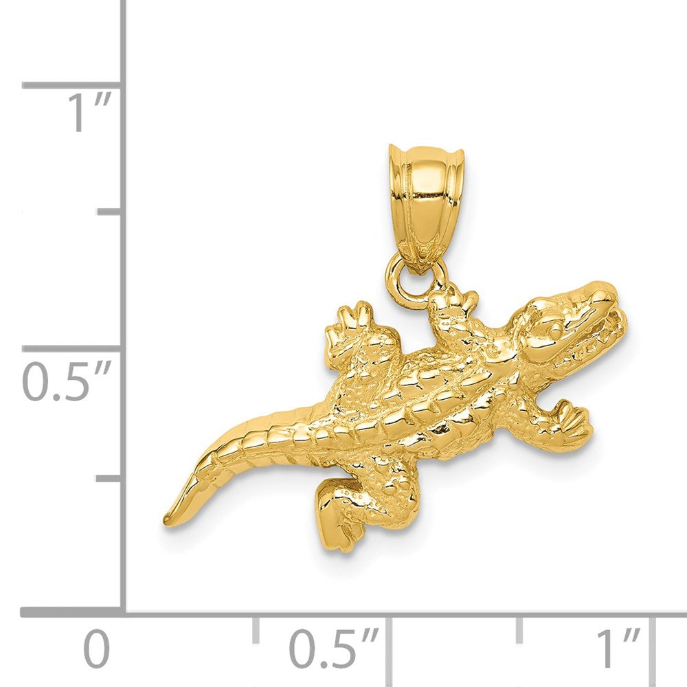 14k Yellow Gold 24 mm Solid Polished Open-Backed Crocodile Pendant (1.95 grams)