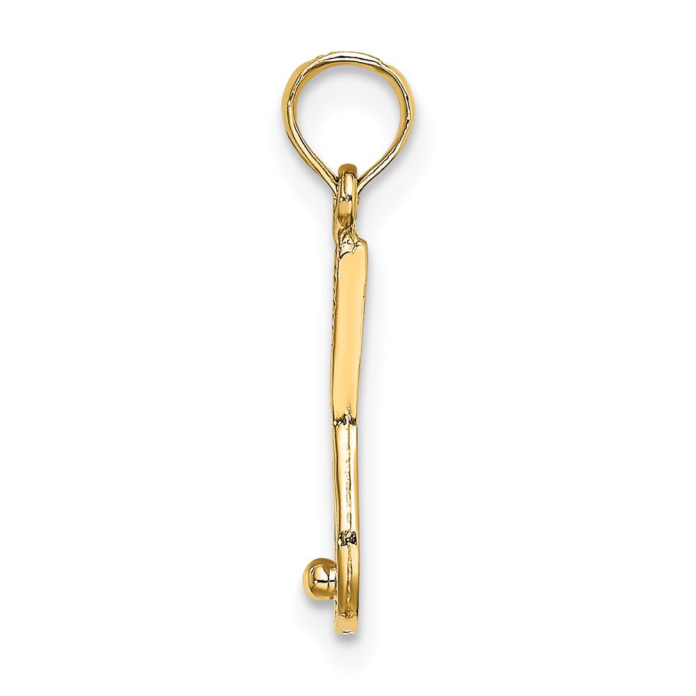 14k Yellow Gold 5.1 mm Solid Polished 3-D Tennis Racquet Charm (0.47 grams)