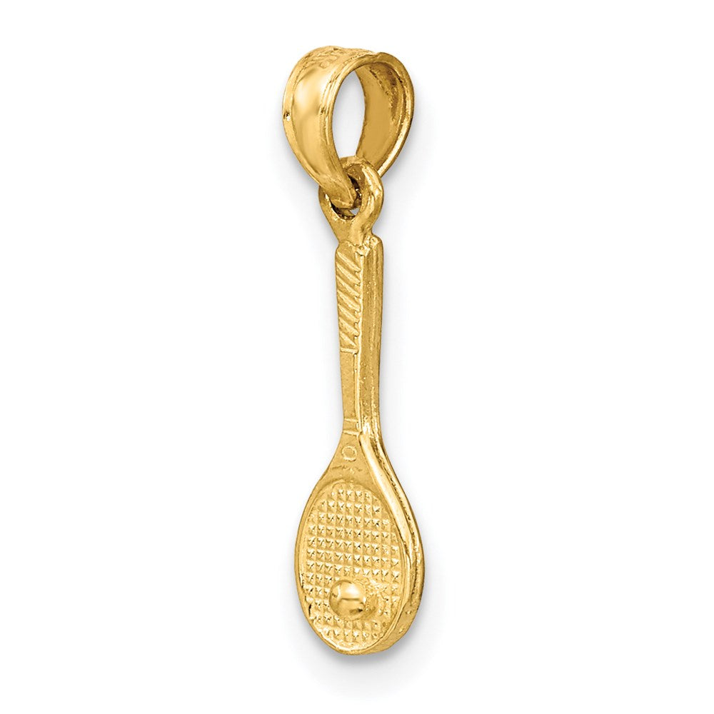 14k Yellow Gold 5.1 mm Solid Polished 3-D Tennis Racquet Charm (0.47 grams)