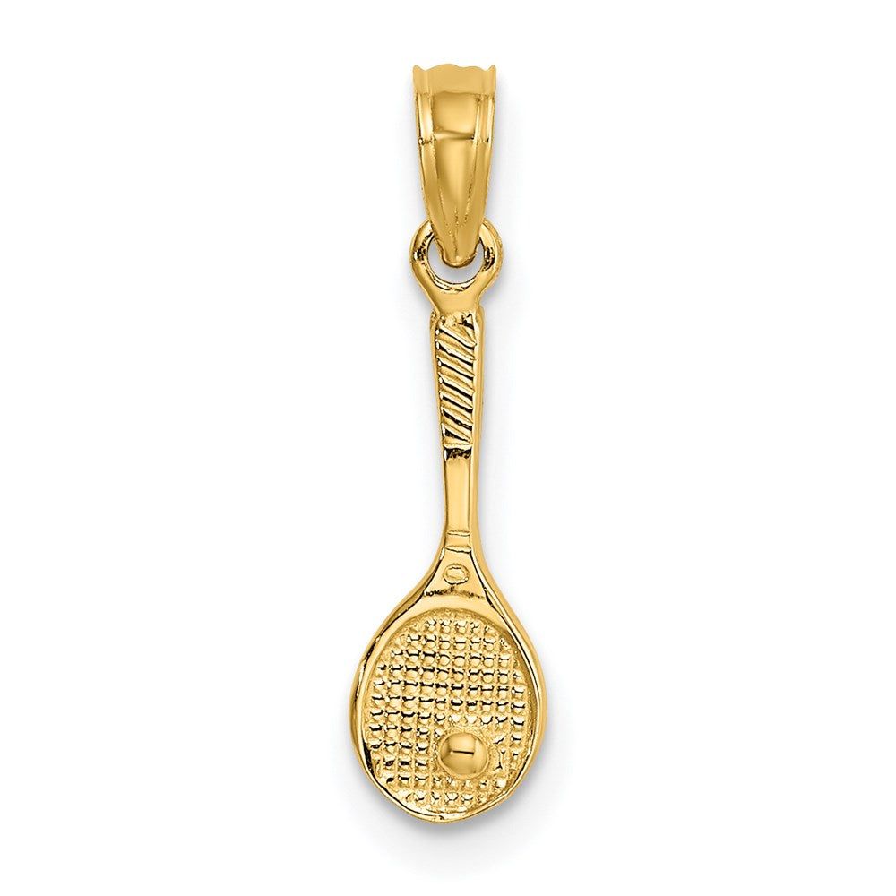 14k Yellow Gold 5.1 mm Solid Polished 3-D Tennis Racquet Charm (0.47 grams)