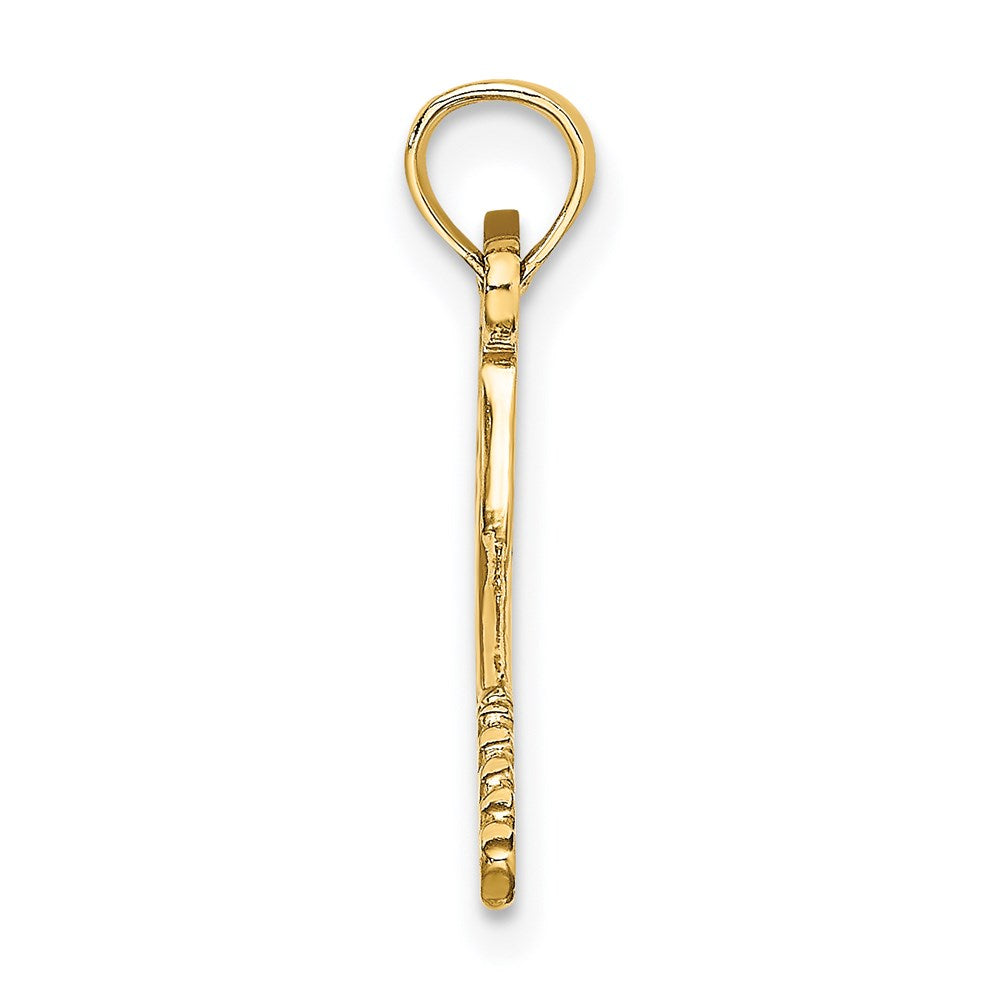 14k Yellow Gold 23.5 mm Solid Polished 3-D Tennis Racquet Charm (0.8 grams)