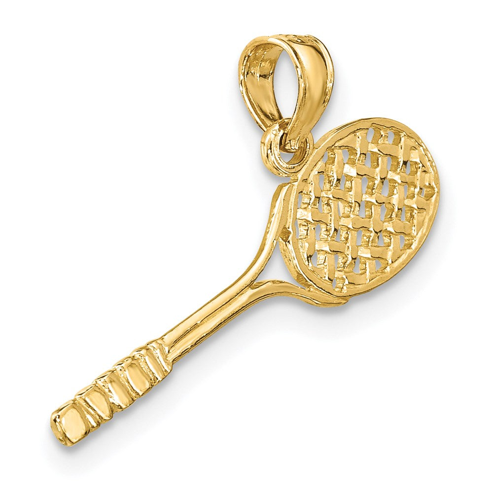14k Yellow Gold 23.5 mm Solid Polished 3-D Tennis Racquet Charm (0.8 grams)