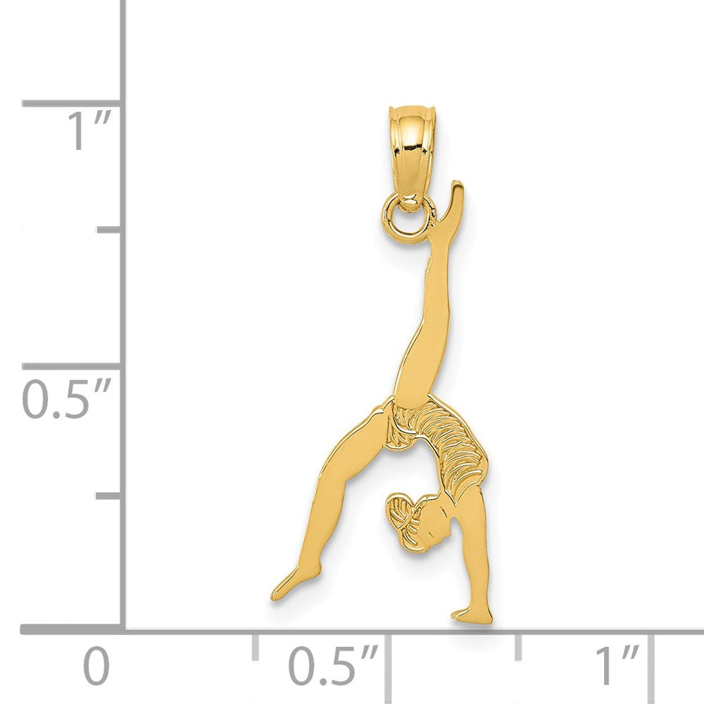 14k Yellow Gold 10 mm Solid Polished Gymnast Pendant (0.61 grams)