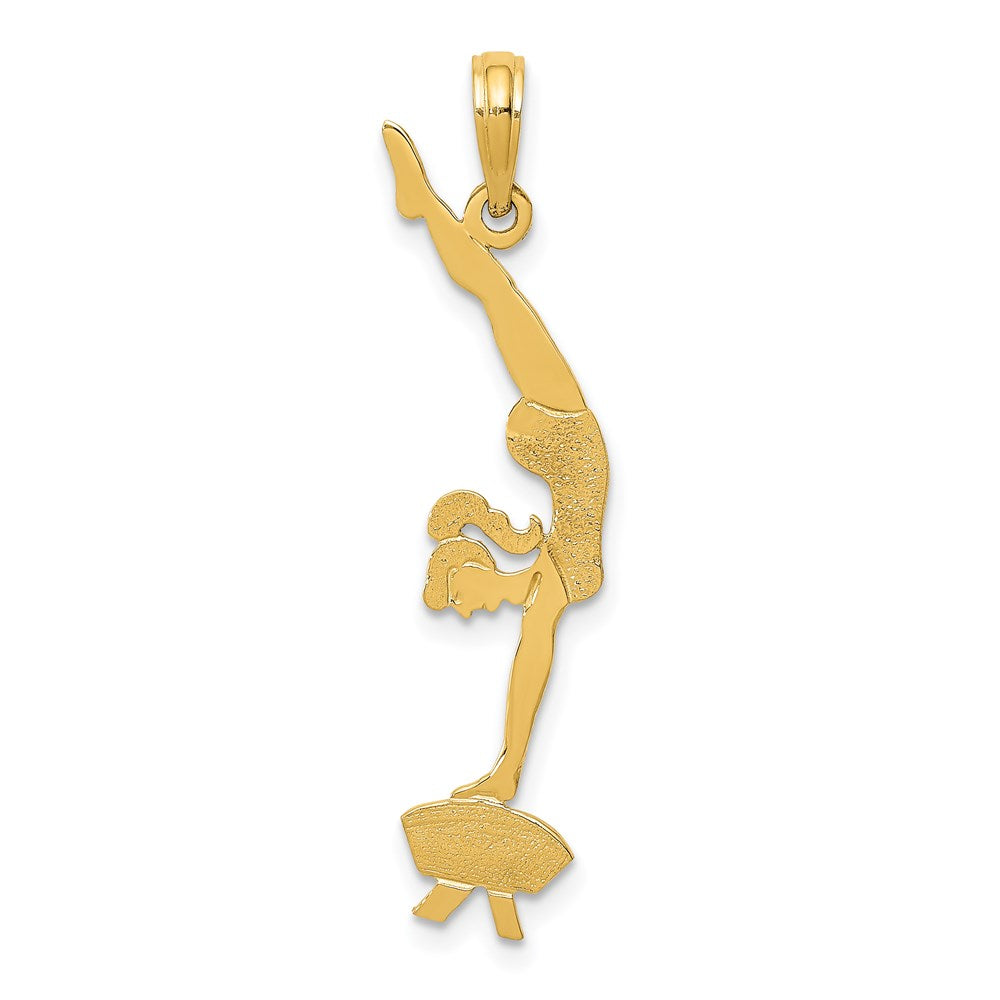 14k Yellow Gold 8 mm Solid Polished Gymnast Pendant (0.9 grams)