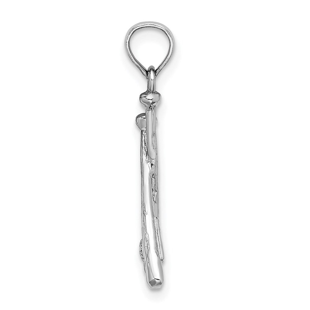 14k White Gold 8.5 mm Polished Open-Back Bats and Baseball Pendant (1.08 grams)