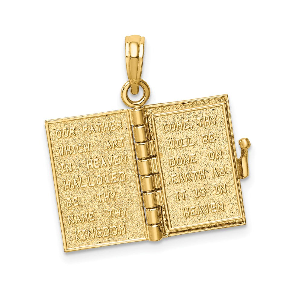 14k Yellow Gold 11 mm 3D Lords Prayer Bible Pendant (4.18 grams)