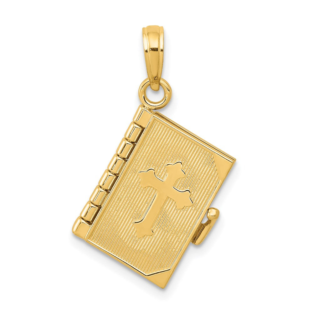 14k Yellow Gold 11 mm 3D Lords Prayer Bible Pendant (4.18 grams)