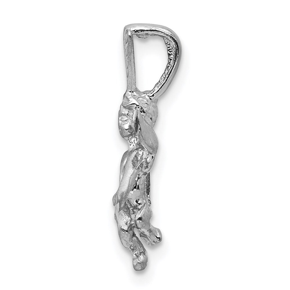 14k White Gold 12 mm 3D White Gold Satin Angel Pendant (1.29 grams)