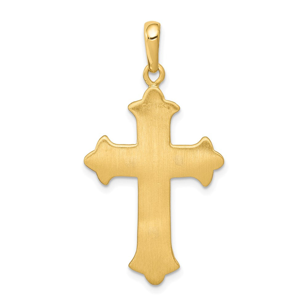 14k Two-tone 20 mm Fleur De Lis Cross Pendant (3.18 grams)
