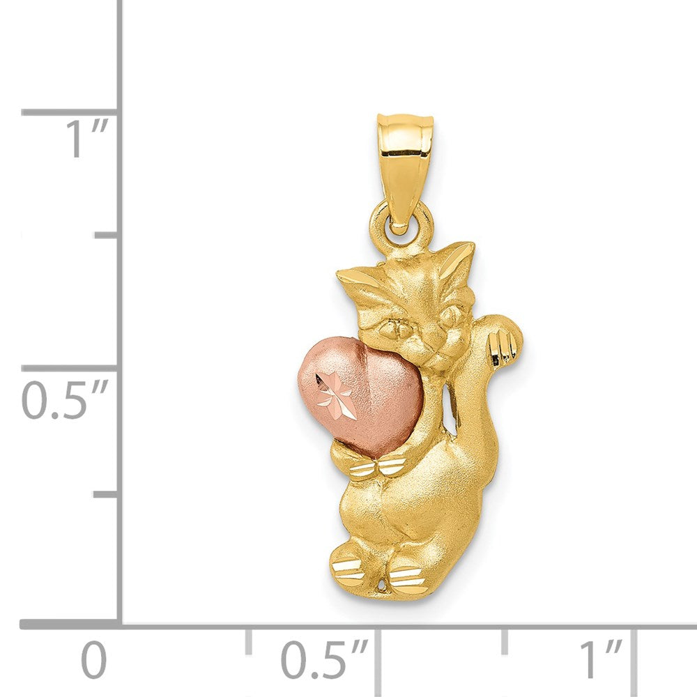 14k Two-tone 11 mm Two-Tone Cat Charm (2 grams)