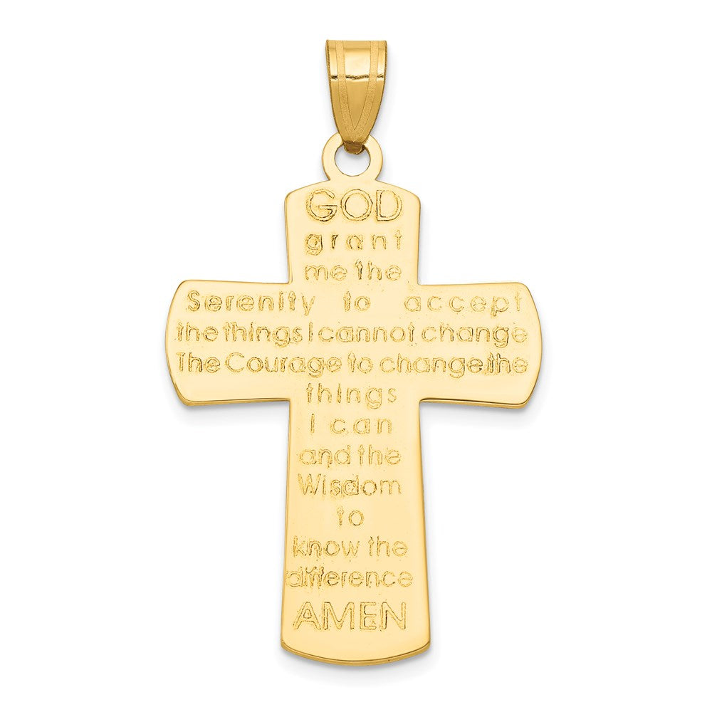 14k Yellow Gold 25 mm Cross Pendant w/Serenity Prayer on Back (3.8 grams)