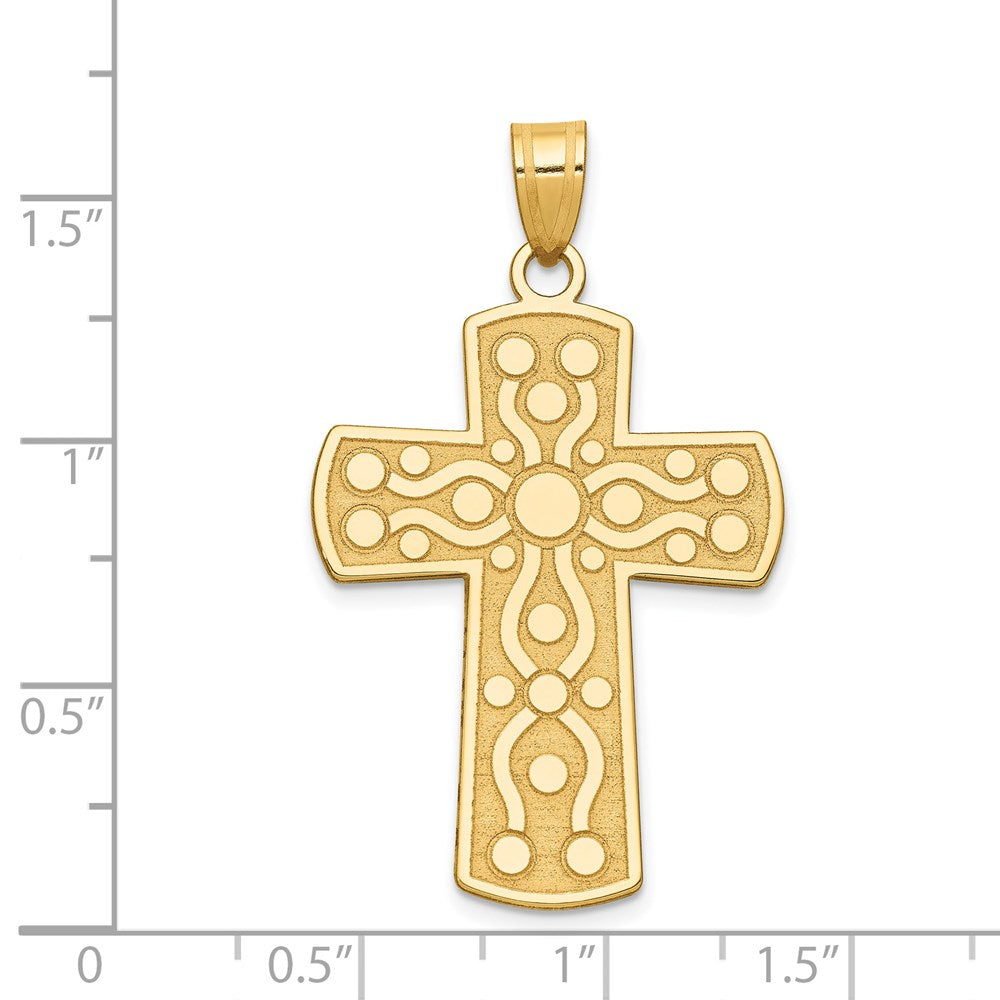 14k Yellow Gold 25 mm Cross Pendant w/Serenity Prayer on Back (3.8 grams)