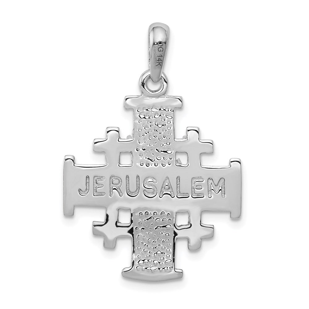 14k White Gold 23 mm Jerusalem Cross Pendant (2.03 grams)