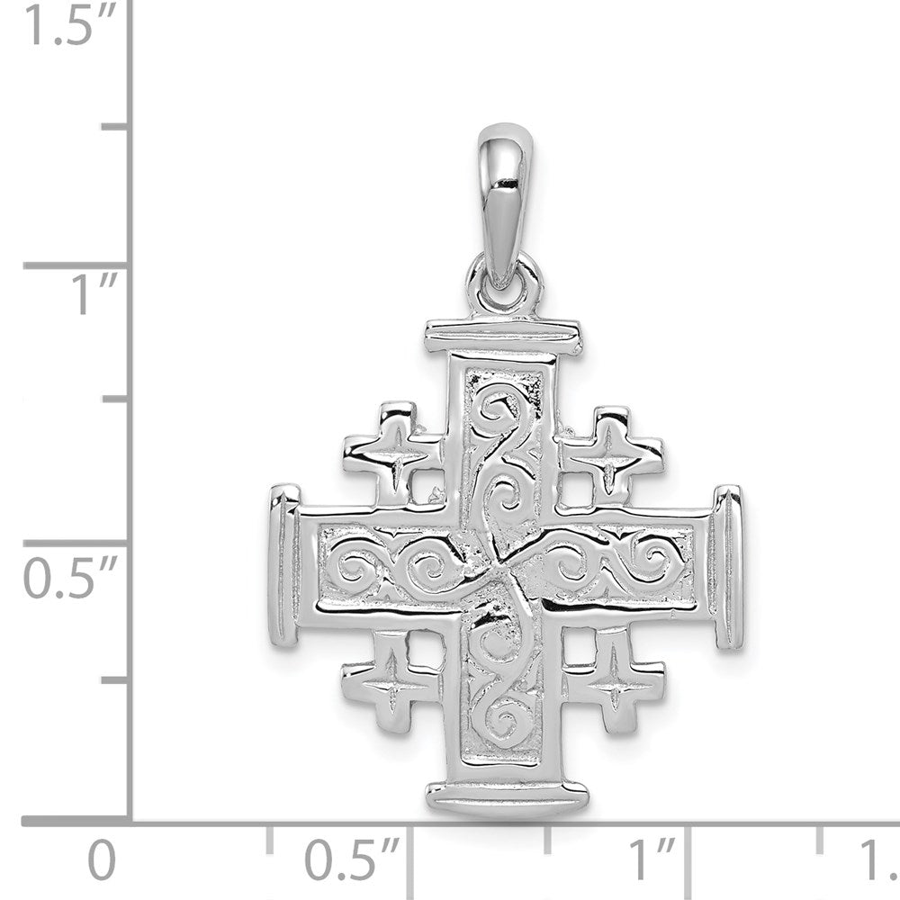 14k White Gold 23 mm Jerusalem Cross Pendant (2.03 grams)