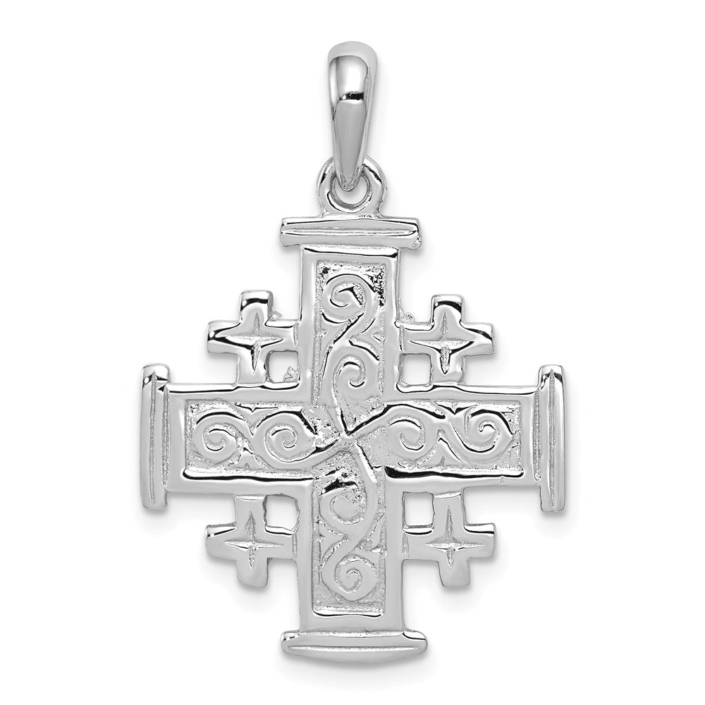 14k White Gold 23 mm Jerusalem Cross Pendant (2.03 grams)