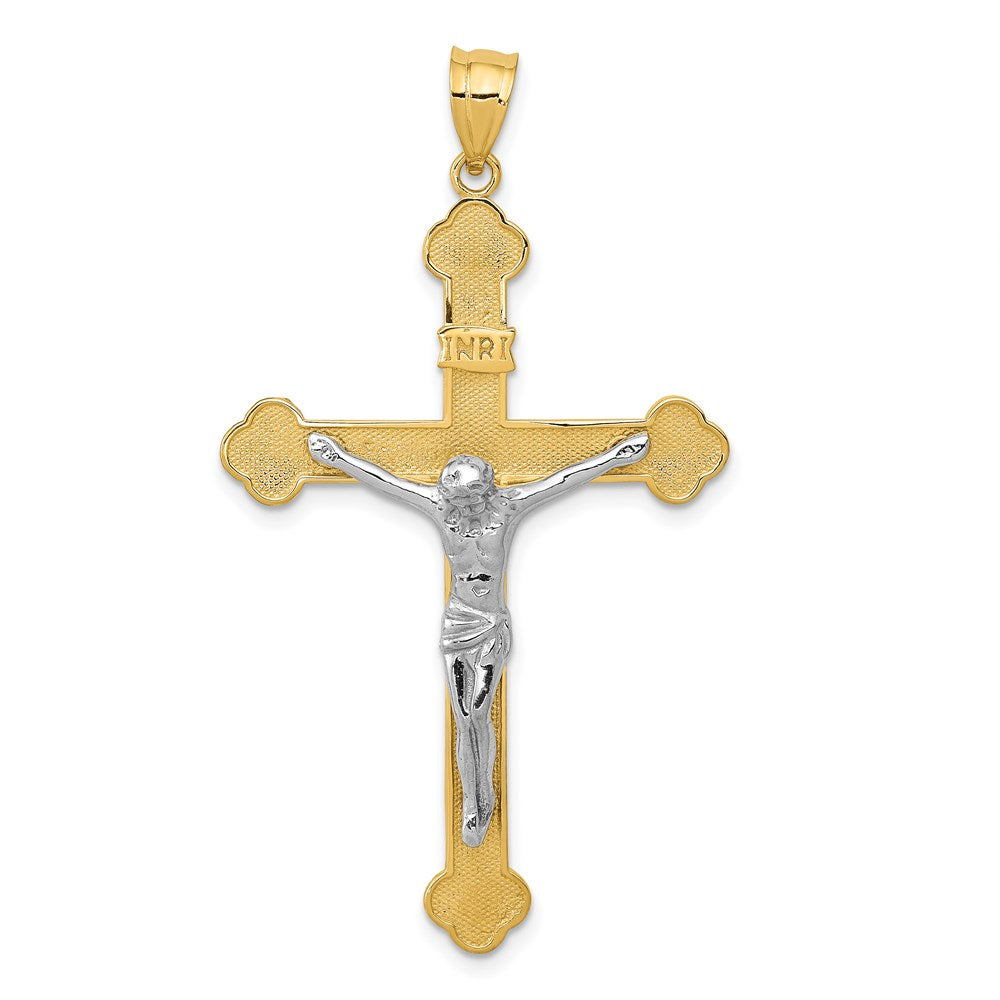 14k Two-tone 28 mm INRI Jesus Crucifix Pendant (4.16 grams)