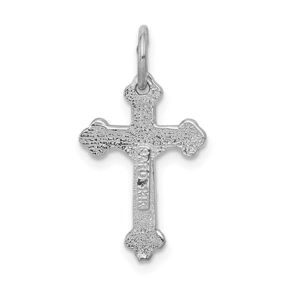 14k White Gold 13 mm Diamond-cut Jesus Crucifix Charm